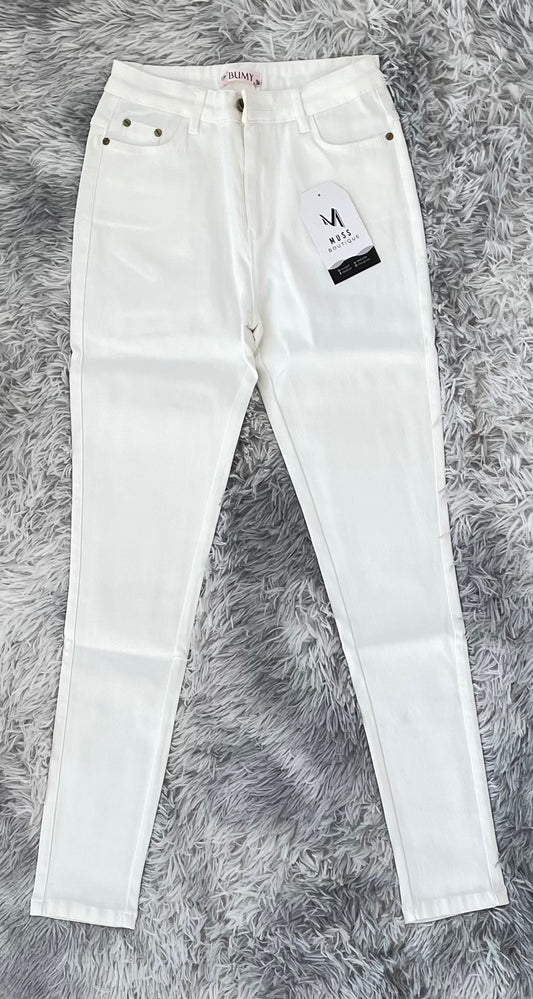 Pantalón Liso Blanco/Beige